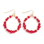 Wholesale metallic Beaded Hoop Drop Earring Metal Bead Stations L