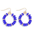 Wholesale candy Beaded Hoop Earrings Gold Tones L