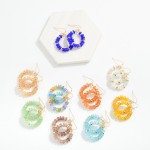 Wholesale candy Beaded Hoop Earrings Gold Tones L