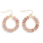 Wholesale candy Beaded Hoop Earrings Gold Tones L