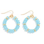 Wholesale candy Beaded Hoop Earrings Gold Tones L
