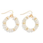 Wholesale candy Beaded Hoop Earrings Gold Tones L