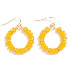 Wholesale candy Beaded Hoop Earrings Gold Tones L