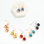 Wholesale metal Squared Drop Earrings Glass Crystals L