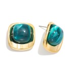 Wholesale marble Acetate Squared Post Drop Earring Metal Border L