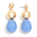 Wholesale metal Ball Chain Link Drop Earrings Natural Stone L