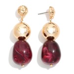 Wholesale metal Ball Chain Link Drop Earrings Natural Stone L