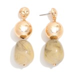 Wholesale metal Ball Chain Link Drop Earrings Natural Stone L