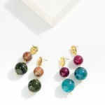 Wholesale linked Marbled Acetate Balls Textured Metal Post L