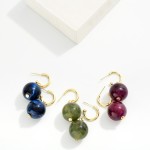 Wholesale metal Hoop Earrings Marbled Acetate Ball Dangle L