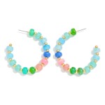 Wholesale candy Bead Beaded Hoop Earrings D