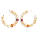 Wholesale candy Bead Beaded Hoop Earrings D