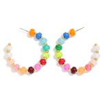 Wholesale candy Bead Beaded Hoop Earrings D