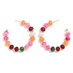 Wholesale candy Bead Beaded Hoop Earrings D