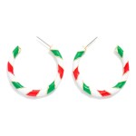 Wholesale enamel Striped Christmas Hoop Earrings Gold Dipped D