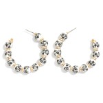 Wholesale chinoiserie Bead Gold Disk Beaded Hoop Earrings L