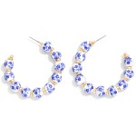 Wholesale chinoiserie Bead Gold Disk Beaded Hoop Earrings L