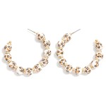 Wholesale chinoiserie Bead Gold Disk Beaded Hoop Earrings L