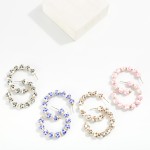 Wholesale chinoiserie Bead Gold Disk Beaded Hoop Earrings L