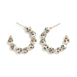 Wholesale chinoiserie Bead Gold Disk Beaded Hoop Earrings D