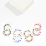 Wholesale chinoiserie Bead Gold Disk Beaded Hoop Earrings D