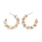 Wholesale chinoiserie Bead Gold Disk Beaded Hoop Earrings D