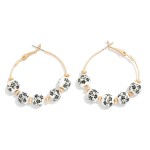 Wholesale metal Hoop Drop Earring Chinoiserie Flower Beads Gold Disc Bead Statio