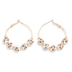 Wholesale metal Hoop Drop Earring Chinoiserie Flower Beads Gold Disc Bead Statio