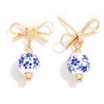 Wholesale chinoiserie Bead Bow Post Drop Earrings L