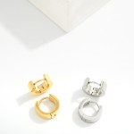 Wholesale flat Metal Huggie Hinged Hoop Earrings Stainless Steel Water Resistant