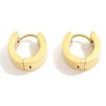 Wholesale flat Metal Hinged Huggie Hoop Earrings Stainless Steel Water Resistant