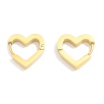 Wholesale metal Heart Huggie Hinged Hoop Earring Stainless Steel Water Resistant