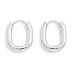 Wholesale metal Oval Hinged Huggie Hoop Earrings Stainless Steel Water Resistant