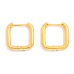 Wholesale metal Rounded Square Hinged Hoop Earrings Stainless Steel Water Resist