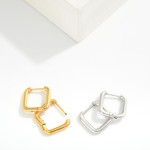 Wholesale metal Rounded Square Hinged Hoop Earrings Stainless Steel Water Resist
