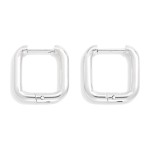 Wholesale metal Rounded Square Hinged Hoop Earrings Stainless Steel Water Resist