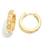 Wholesale metal Hoop Earrings Rhinestones Details Stainless Steel Water Resistan