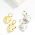 Wholesale metal Hoop Large Puffy Heart Drop Earrings Stainless Steel Water Resis