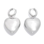Wholesale metal Hoop Large Puffy Heart Drop Earrings Stainless Steel Water Resis