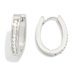 Wholesale rhinestone Studded Metal Oval Hoop Earrings Stainless Steel Water Resi
