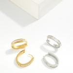 Wholesale rhinestone Studded Metal Oval Hoop Earrings Stainless Steel Water Resi