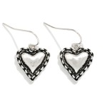 Textured Metal Puffy Heart Drop Earrings 

- Approximately .75" L
