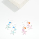 Wholesale linked Acetate Starfish Stones Drop Earrings L