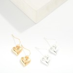 Wholesale puffy Metal Heart Drop Earrings L