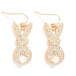 Wholesale pave Rhinestone Easter Bunny Drop Earrings L