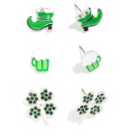 Wholesale set Three St Patrick s Day Stud Earrings L