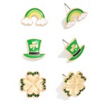 Wholesale set Three St Patrick s Day Stud Earrings L