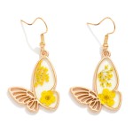 Wholesale metal Resin Butterfly Drop Earrings Flower Details L