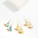 Wholesale metal Resin Butterfly Drop Earrings Flower Details L