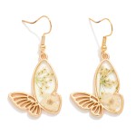 Wholesale metal Resin Butterfly Drop Earrings Flower Details L